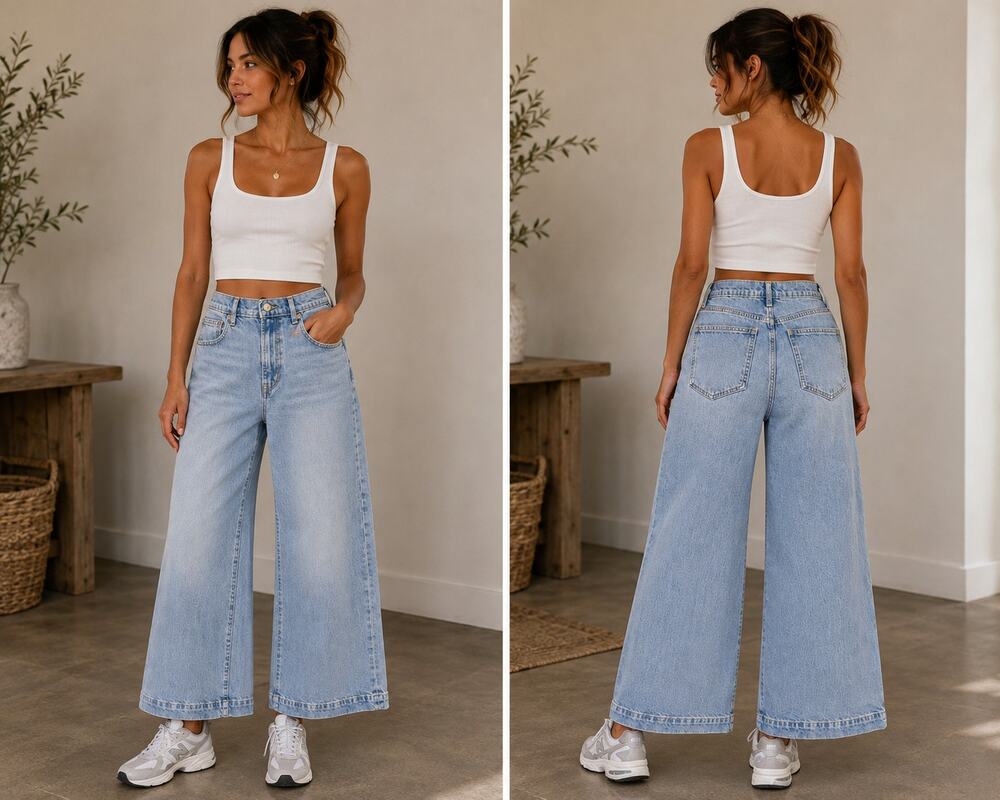 GAP High Rise Wide Leg Crop Light Wash Jeans Size 6